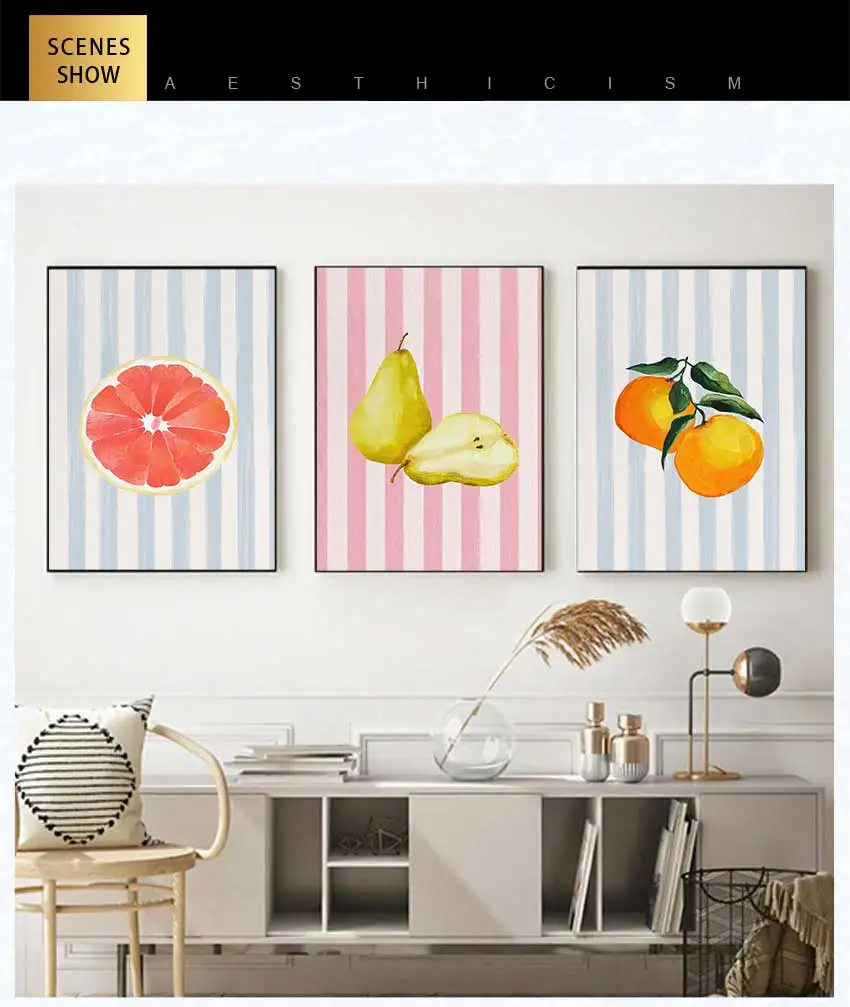 Orange Lemon Poster Canvas Painting Nordic Wall Art Pictures Home Shop Decor Trendy Colorful Kitchen Fun Fruits Market