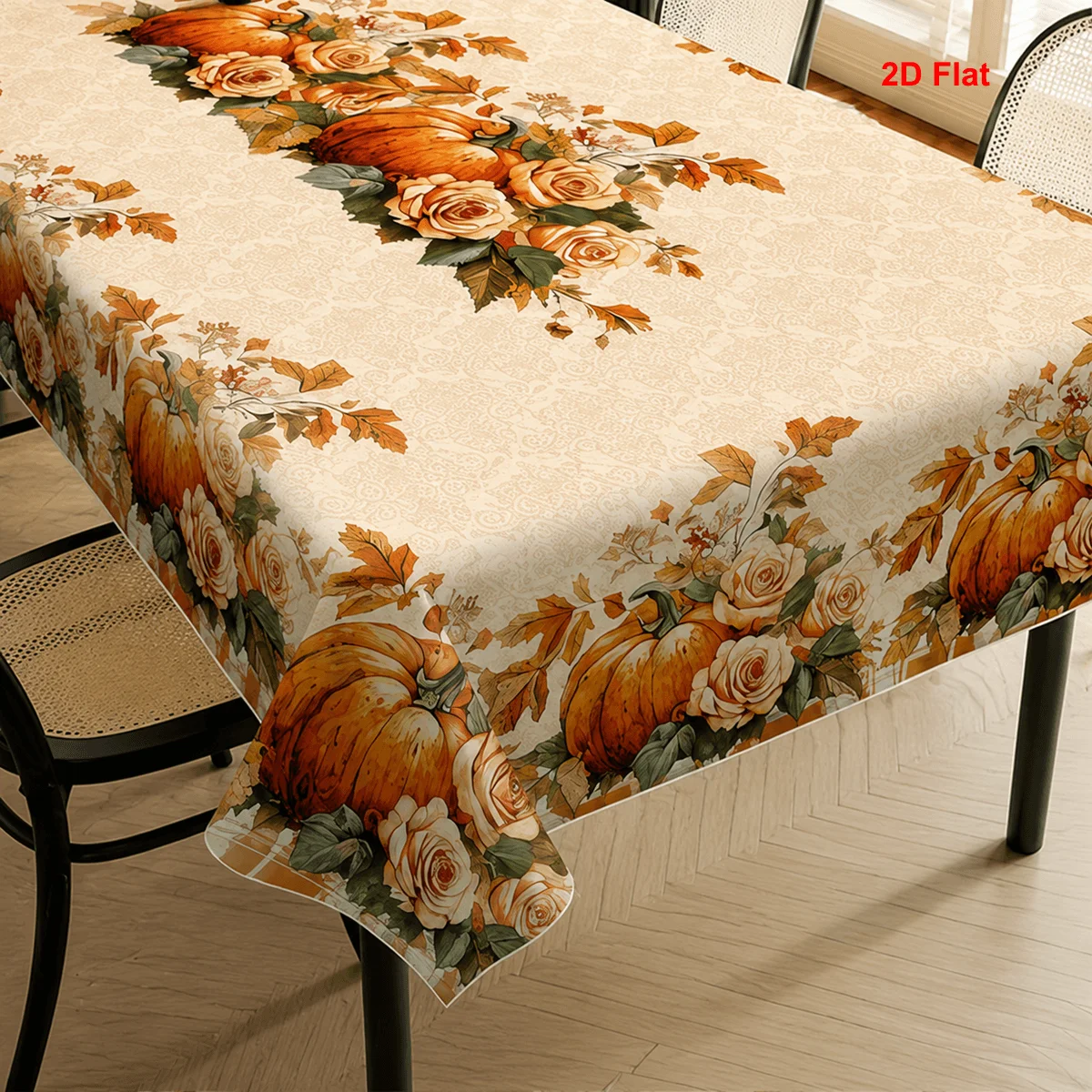 1pc  Fall Pumpkin Maple Leaf Tablecloth Vintage Rustic Thanksgiving Dining Table Cover for Home Kitchen Dining Room Decor