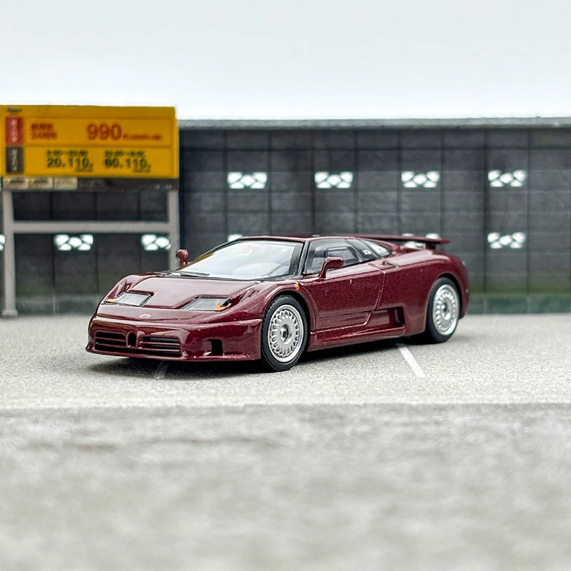 Diecast 1/64 Scale Bugatti EB110 GT Car Model Alloy Bugatti EB110 GT Dark Red Metalic Car Model Classic Collection Pieces