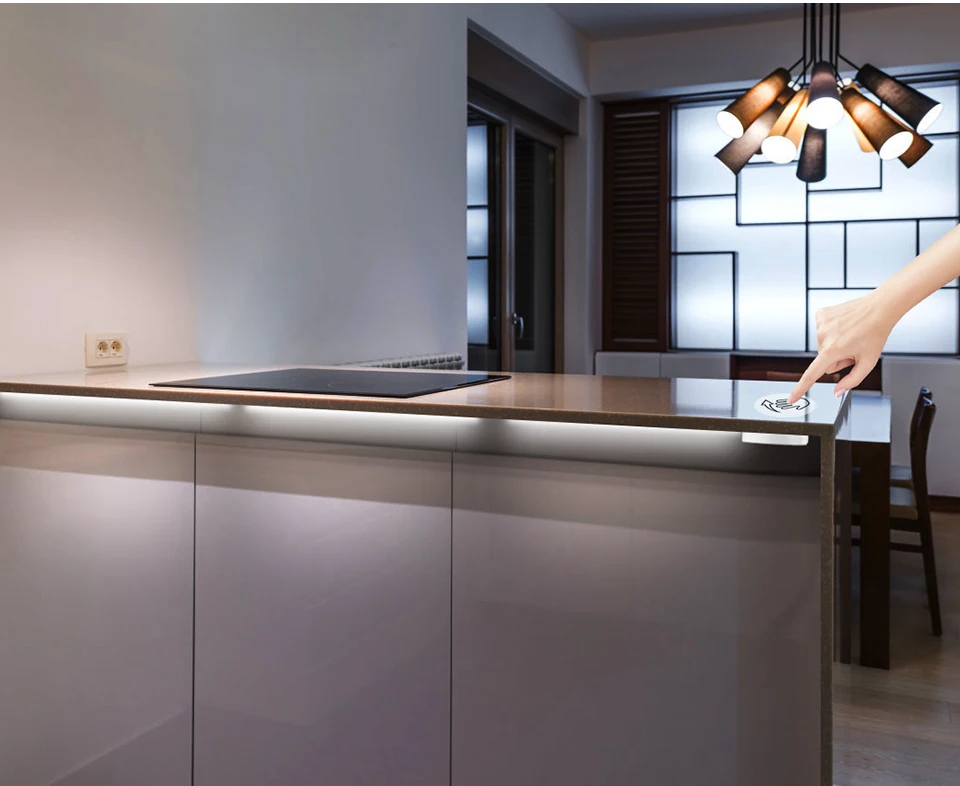 30/40/50CM LED Kitchen Cabinet Light 12V Aluminium Bar Lamp Tube With Penetrable Wood 25mm Touch Motion Sensor Dimmiable Switch
