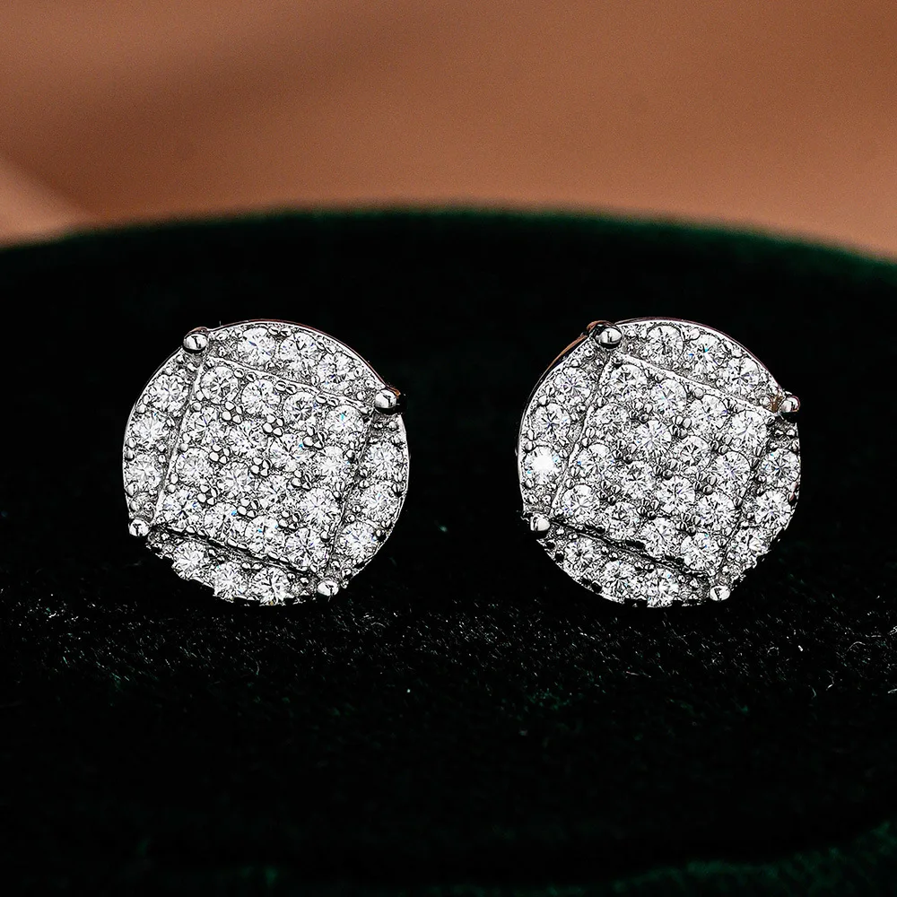 18K Gold Earrings, Moissanite Earrings, Women's Straight Geometric Irregular Earrings, Round Package, Platinum PT950 Earrings