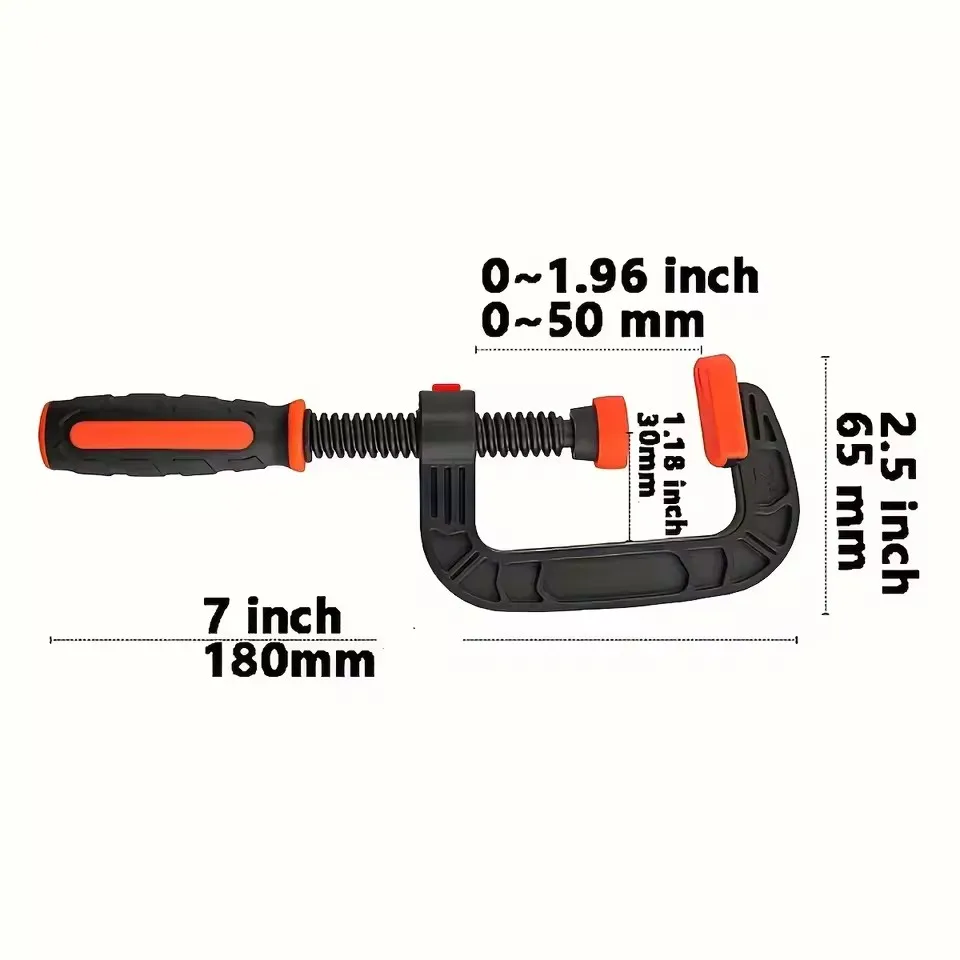 Two 7-inch Spring Clamps with Strong Clamping Force, Reinforced Plastic Nylon Heavy-duty Spring Jaw Opening Clamps