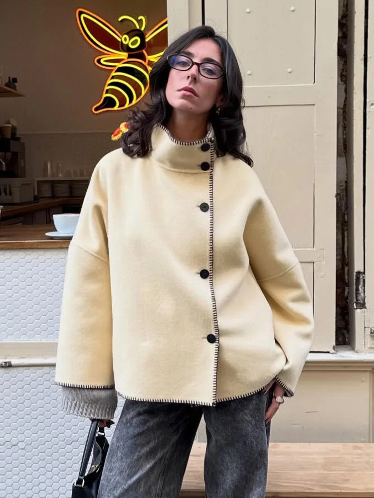 

HH Новое модное женское повседневное тонкое пальто Элегантное женское пальто Водолазка с длинным рукавом Однобортные однотонные осенние куртки с украшением