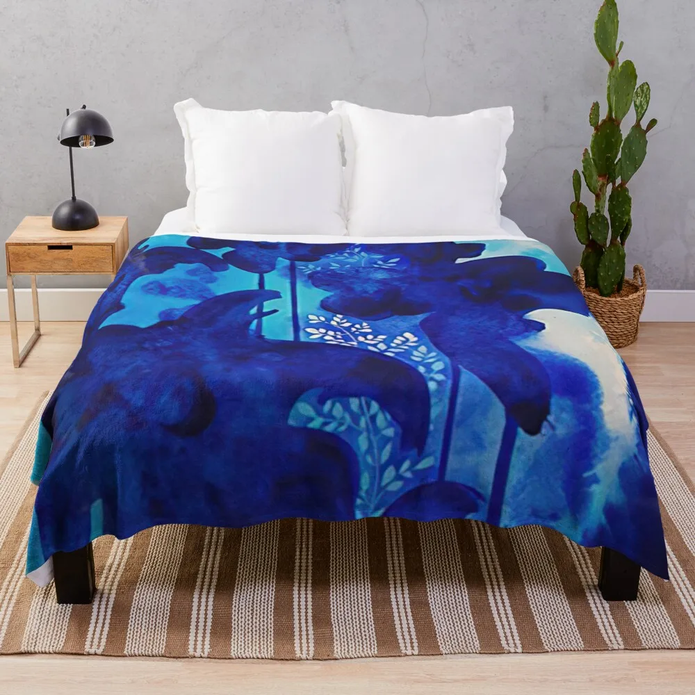 

Blue Floral by Eyvind Earle Throw Blanket decorative Bed Fashionable Baby Blankets