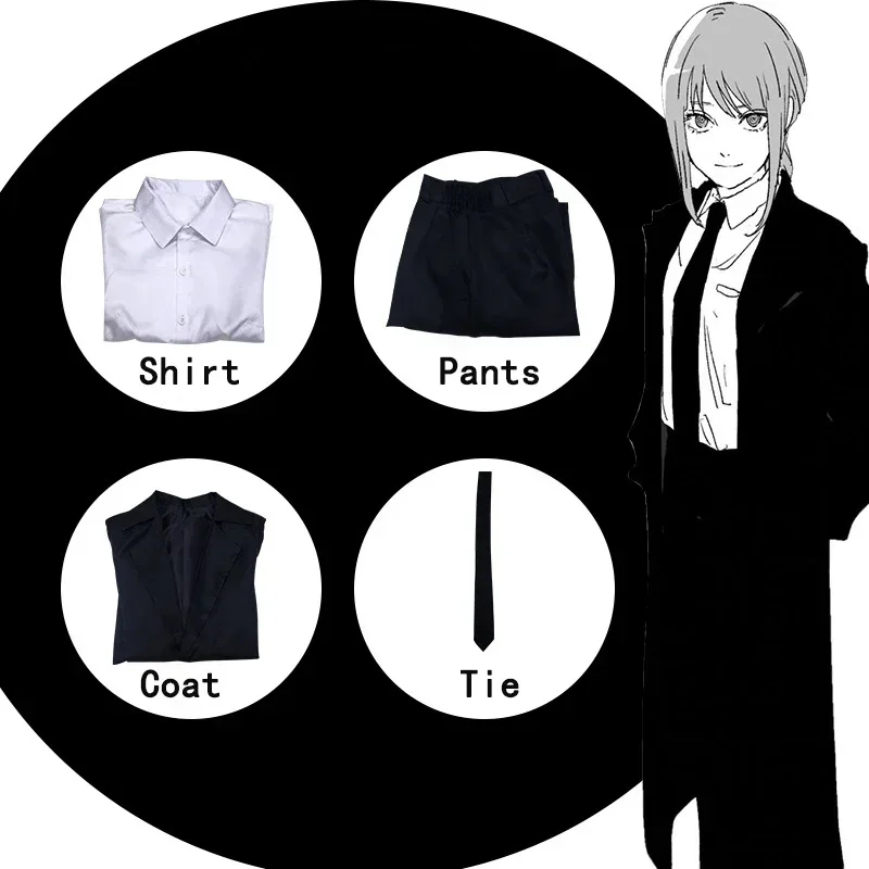 Makima Cosplay Anime Chainsaw Man Makima Cosplay Costume parrucca Trench Shirt Tie Pants set completo uniforme di Halloween per donna uomo