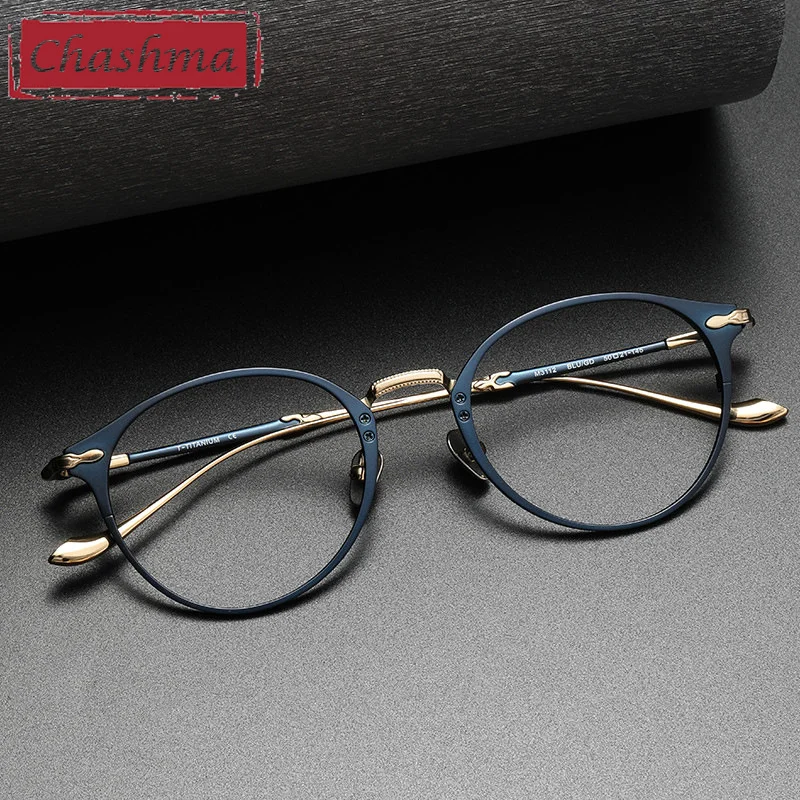 Ultra Light Glasses Titanium Round Men Design Prescription Eyeglasses Optical Lens Transparent Crystal Designer Frames Female