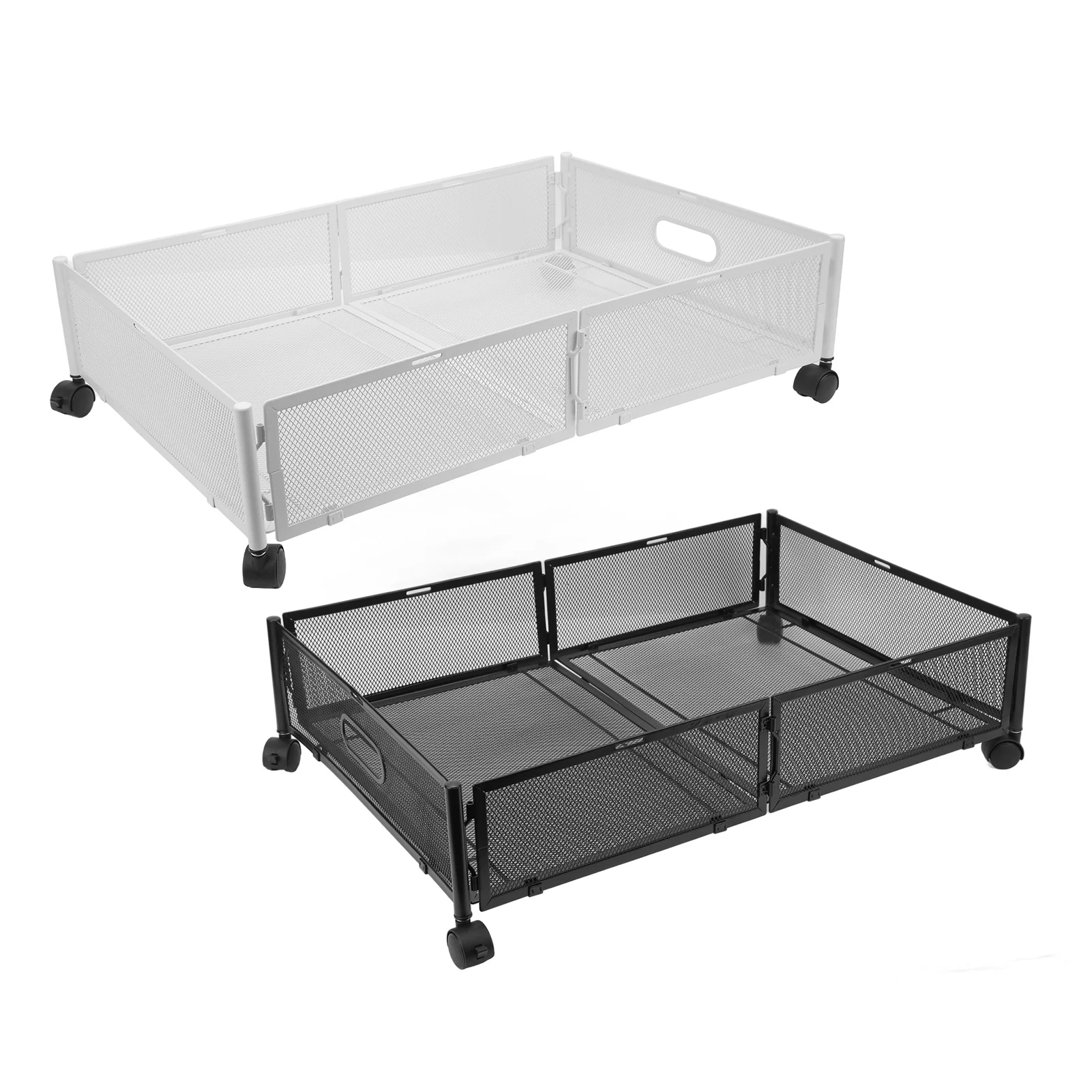 Under Bed Storage Containers with Wheels Grid Pattern Pull Out Type Detachable Large Capacity Storage Drawer For Clothes Toy