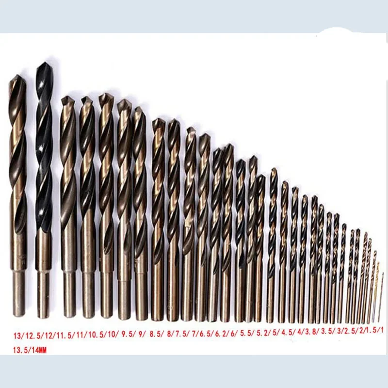 15pcs High Speed Steel Twist Drill Bit Set 3 Edge Head 8% High Cobalt Drill Bit hardness for Stainless Steel Wood Metal Drilling