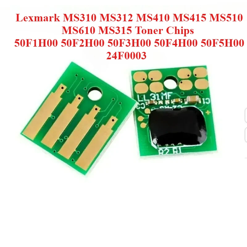 

10 шт. Lexmark MS310 MS312 MS410 MS415 MS510 MS610 MS315 чипы тонера (50F1H00,50F2H00,50F3H00,50F4H00,50F5H00,24F0003)
