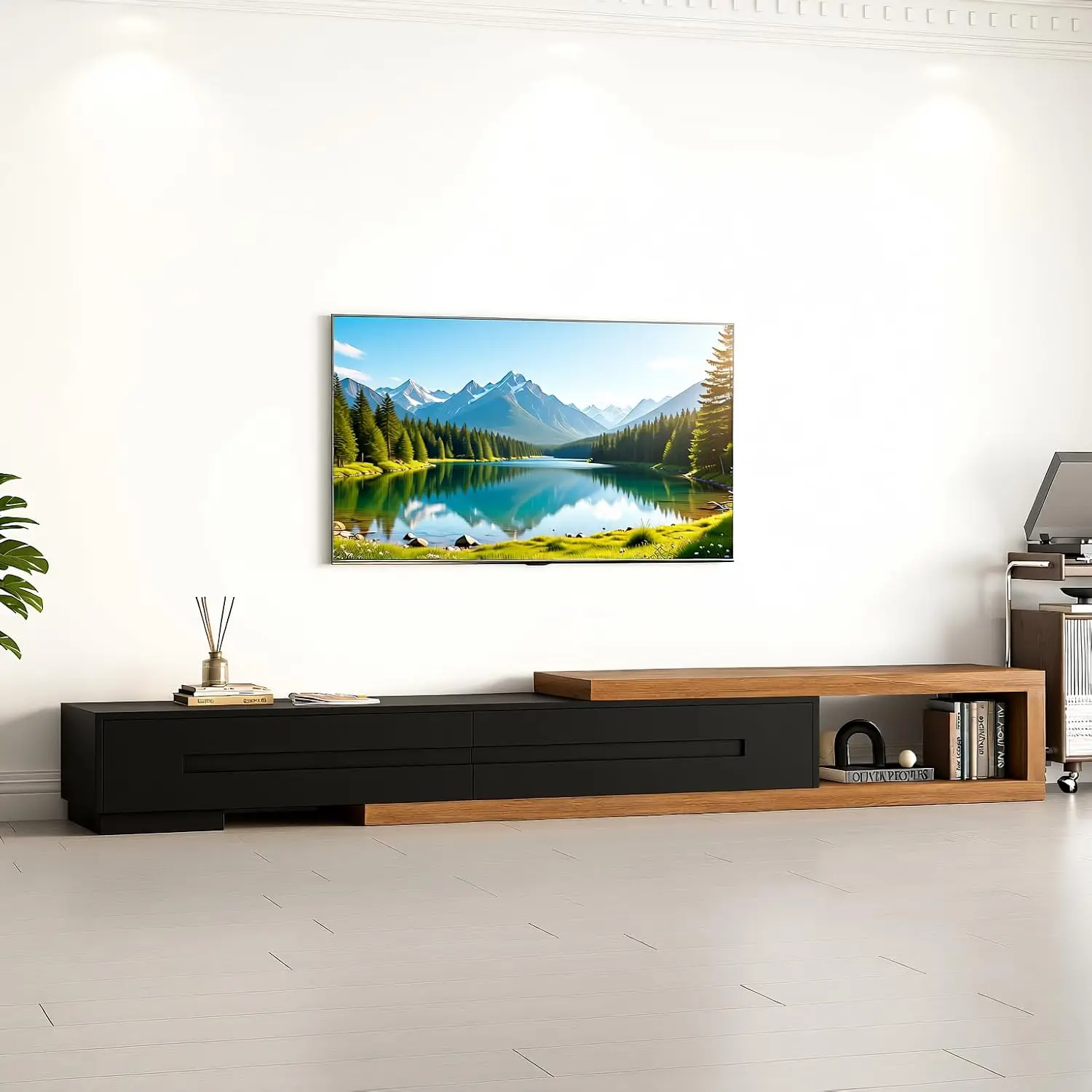 Extendable TV Stand 2 Drawers, 80