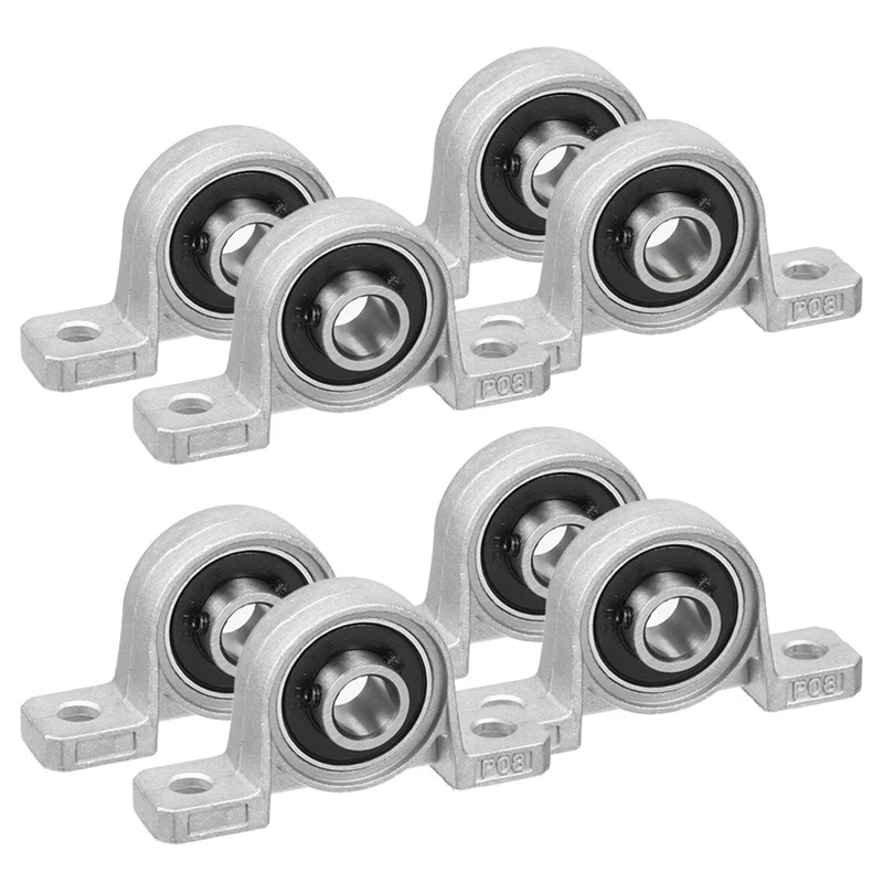 

8Pcs KP08 Pillow Block Mounted Ball Bearing (Diameter 8Mm Bore) Zinc Alloy Pillow Block Bearing