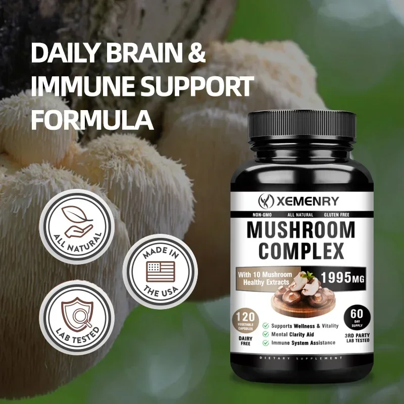 

Mushroom Supplement Blend - Boosts Brain, Memory & Focus, Immune, Promotes Brain Health Supplement