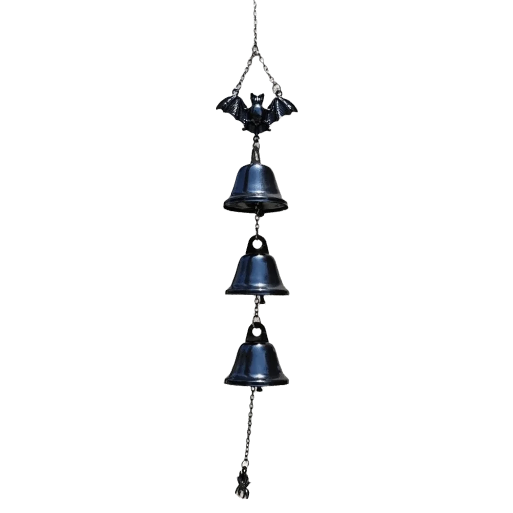 Gothic Halloween Wind Chime Metal Bells Hanging Ornament Bat Wind Chime Dark Style Decorations Bat Spider Pendant Outdoor