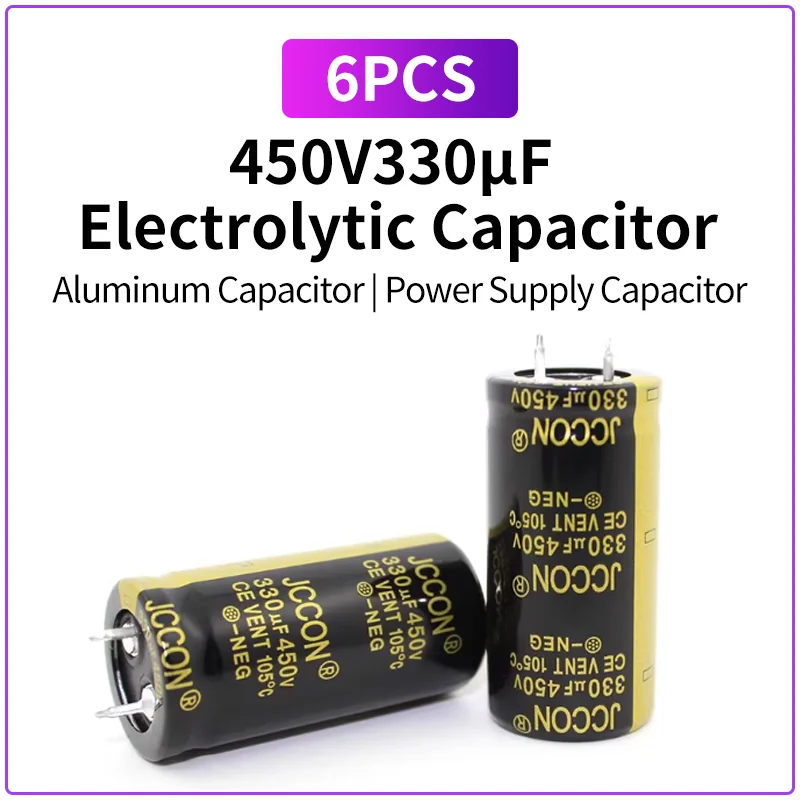 6PCS 450V330uF Aluminum Electrolytic Capacitor for Inverter VFD Welder Power Supply