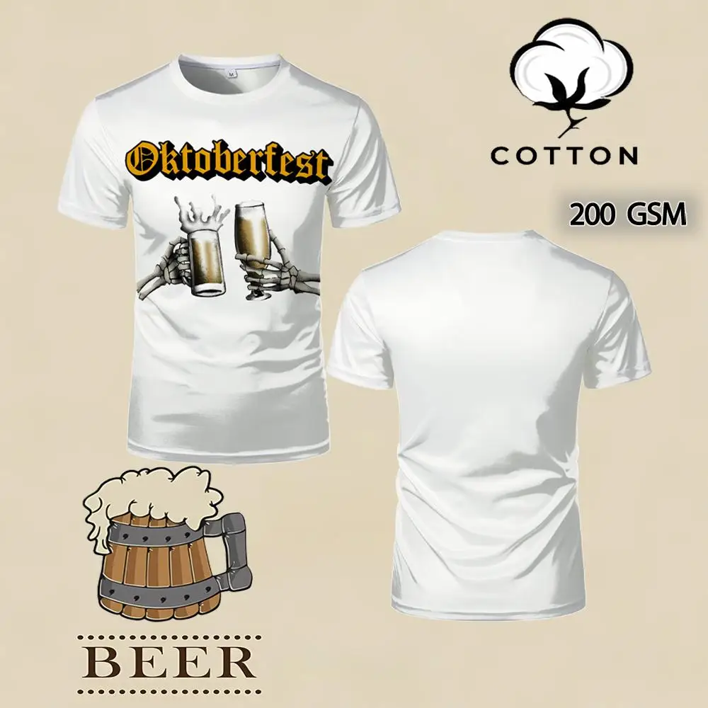 

Beer Graphic Party Casual T-shirt German Munich Oktoberfest Street Harajuku Men's Tops High Quality Cotton Short Sleeve Tees