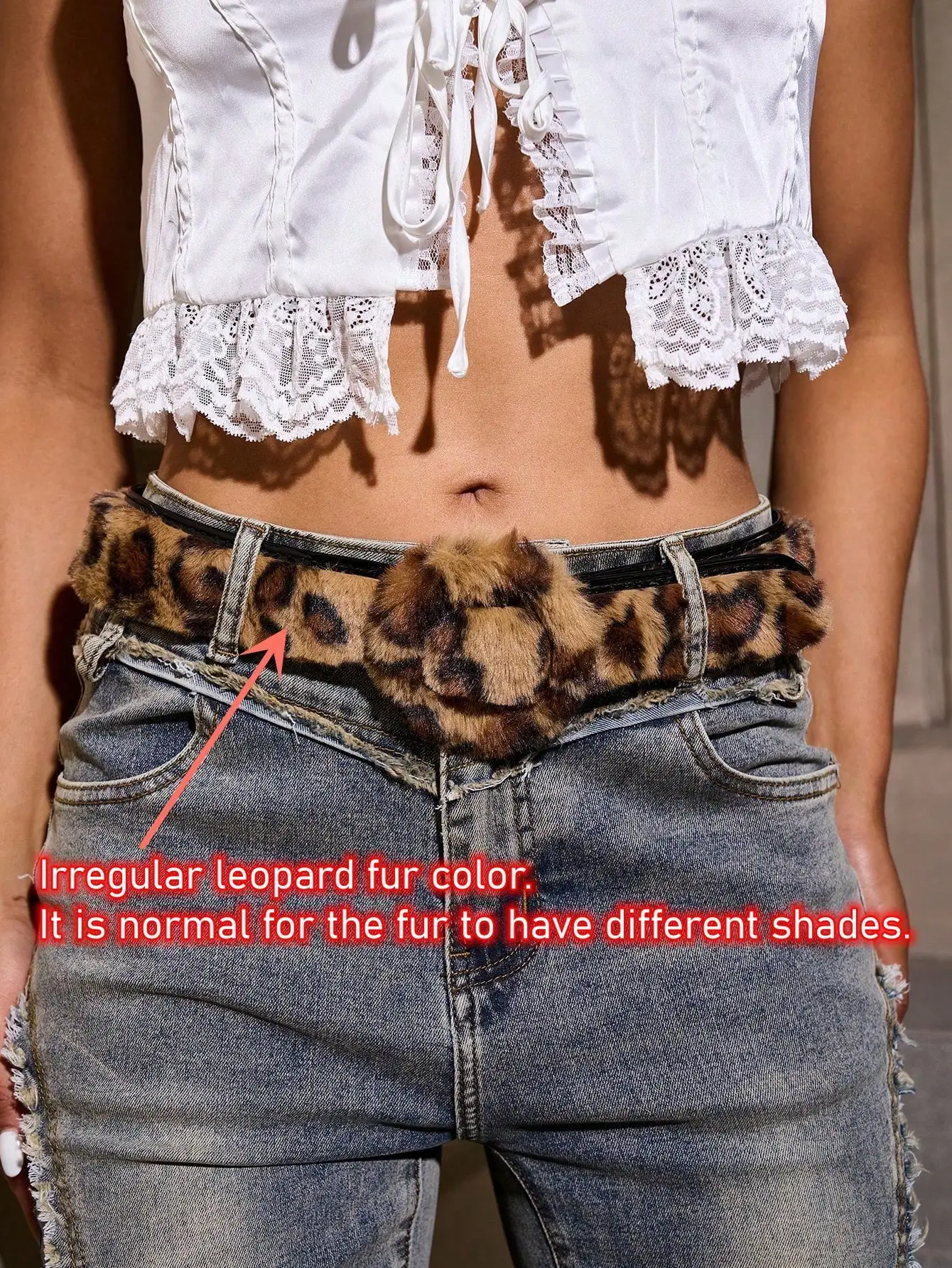 Women's fashion light luxury leopard print velvet round buckle leopard print velvet belt suitable for jeans all-match decorati