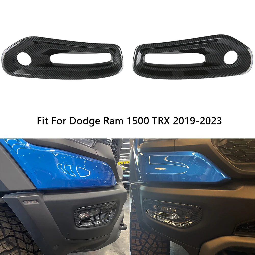 ABS Carbon Fiber Steering Wheel Decoration Light Lamp Shell Door Handle Cover Stickers For Dodge Ram 1500  TRX 2019-2023 view 2