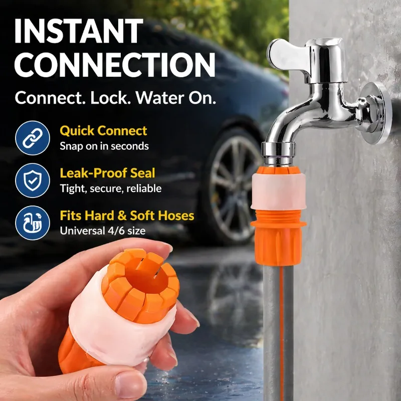Multifunctional Faucet Connector Fits Soft and Hard Water Hoses Quick Release Design for Car Wash Water Guns Garden Irrigation
