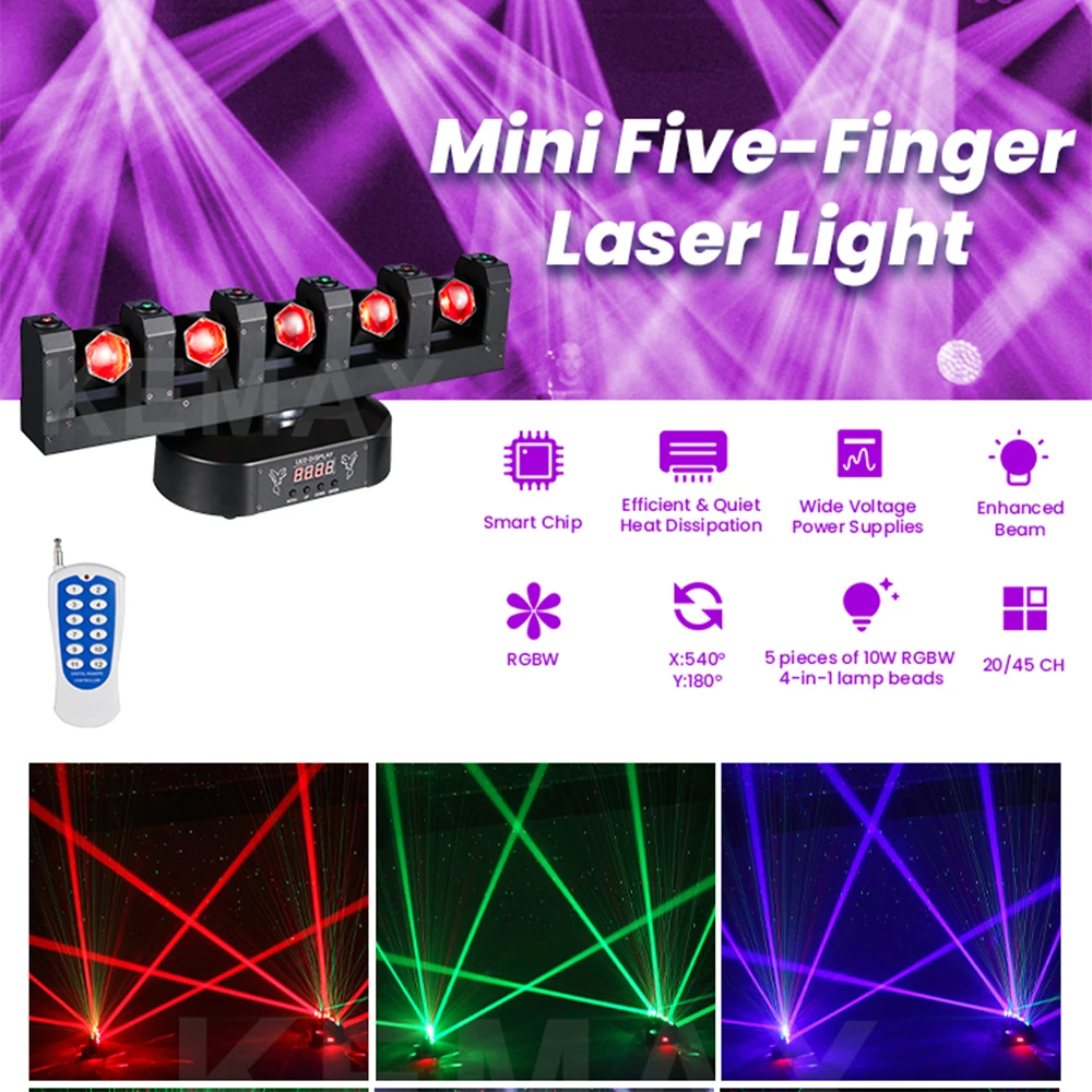 5X10W Moving Head DJ Light Remote Control Lyre Beam Party DMX512 Stage Effect Rorating DJ Equipment For Nightclub Show Bar KTV