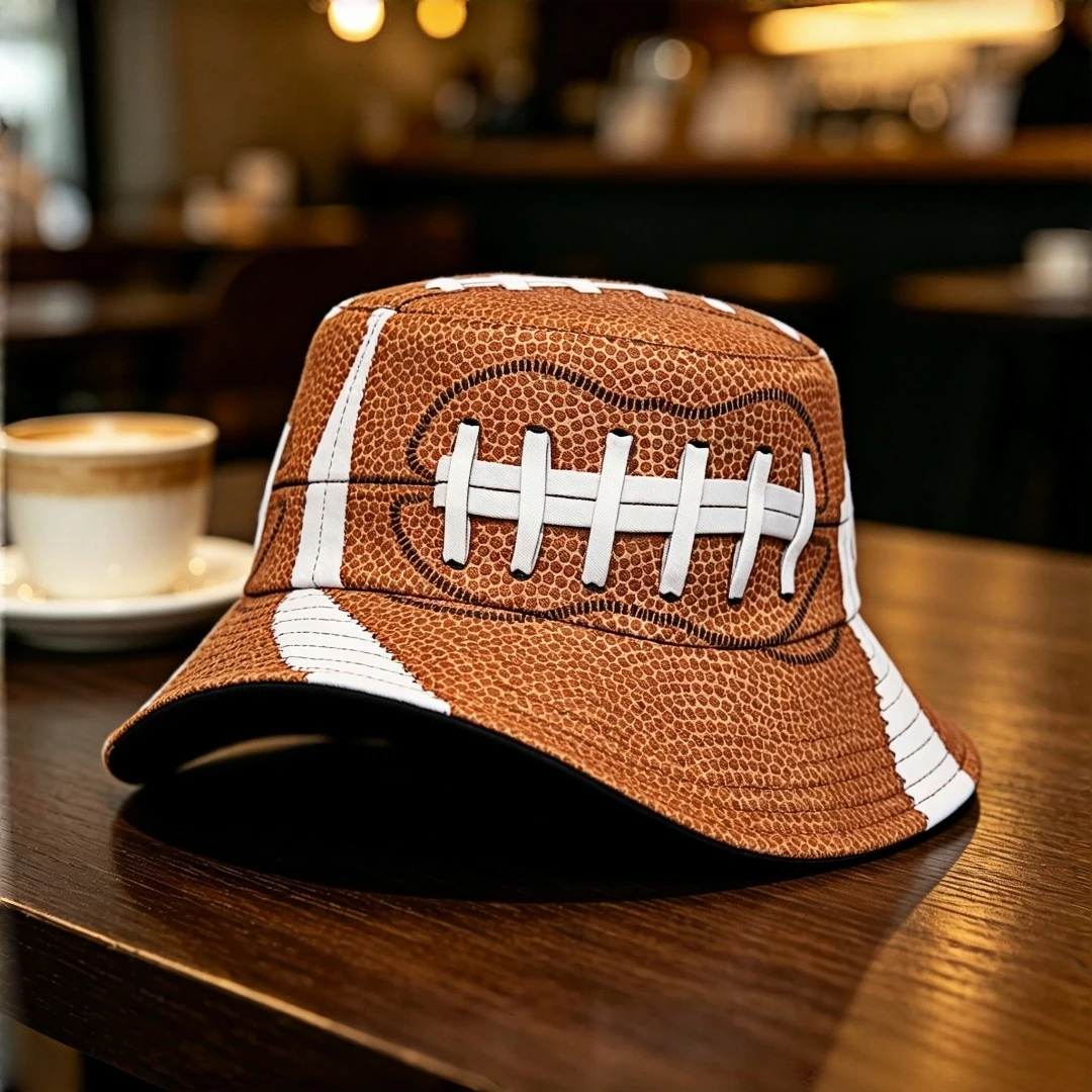Novelty 3D American Football Print Bucket Hat Game Day Sports Fan Wide Brim Fisherman Cap Unisex Casual Outdoor Sun Hat