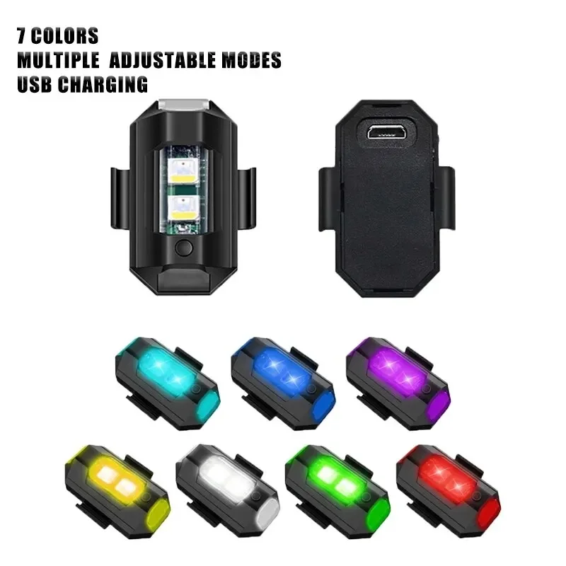LED Strobe Safety Light for Motorcycle & Scooter – Mini Anti-Collision Turn Signal with 7-Color Drone Flashing