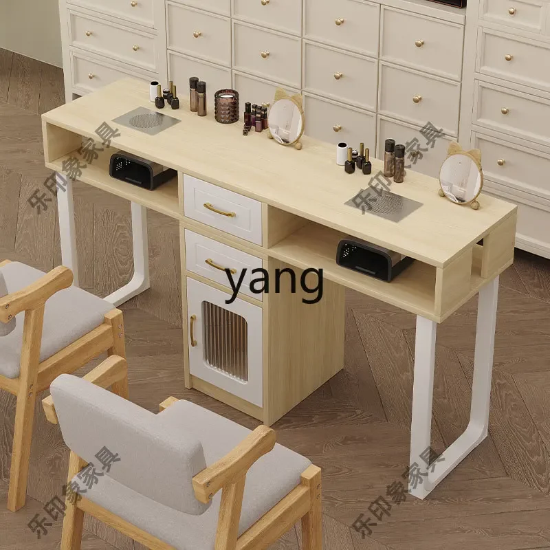 LMM retro manicure table with vacuum simple double-layer storage special table workbench