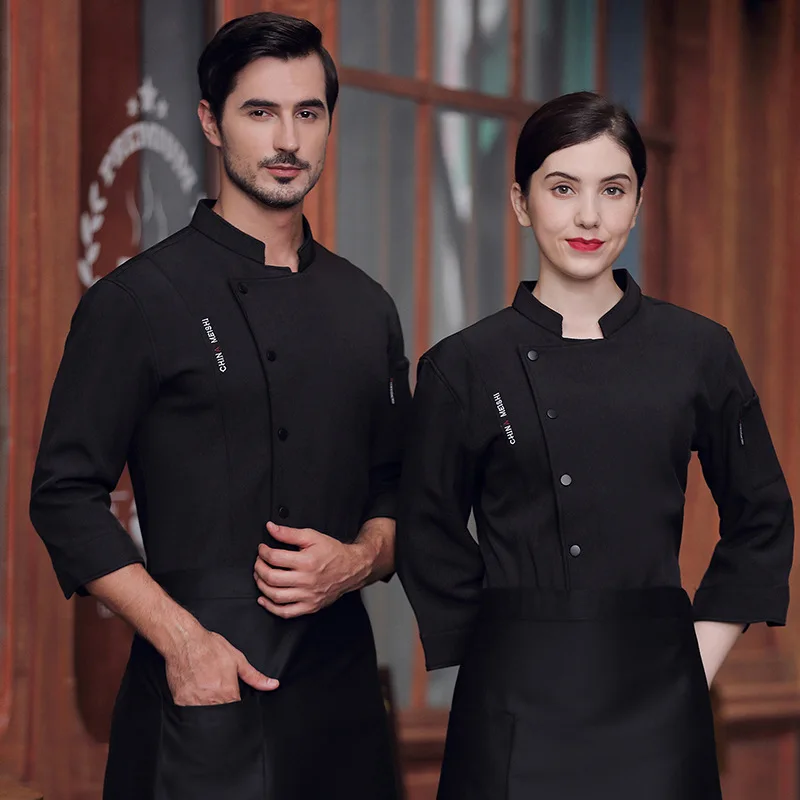Ropa de trabajo para Chef, manga larga, Otoño Invierno, restaurante, cocina, cocina occidental, Catering, cantimplora, hornear pasteles, pan, ropa