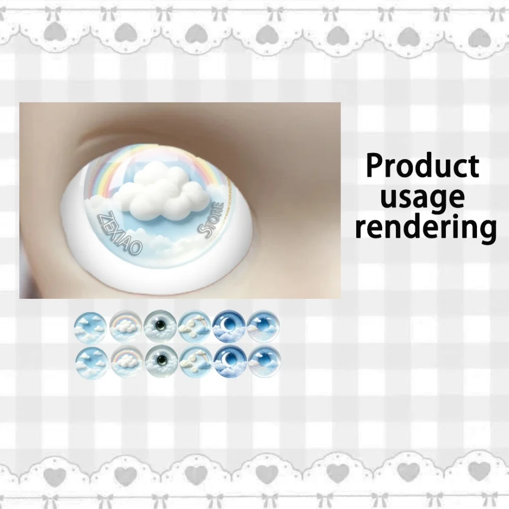 Blue Sky White Cloud Series Blythe Doll Pupil Eye Chip BJD Anime Glass Eye Cabochon Round 10MM-40MM Toys Accessory Jewelry MS011