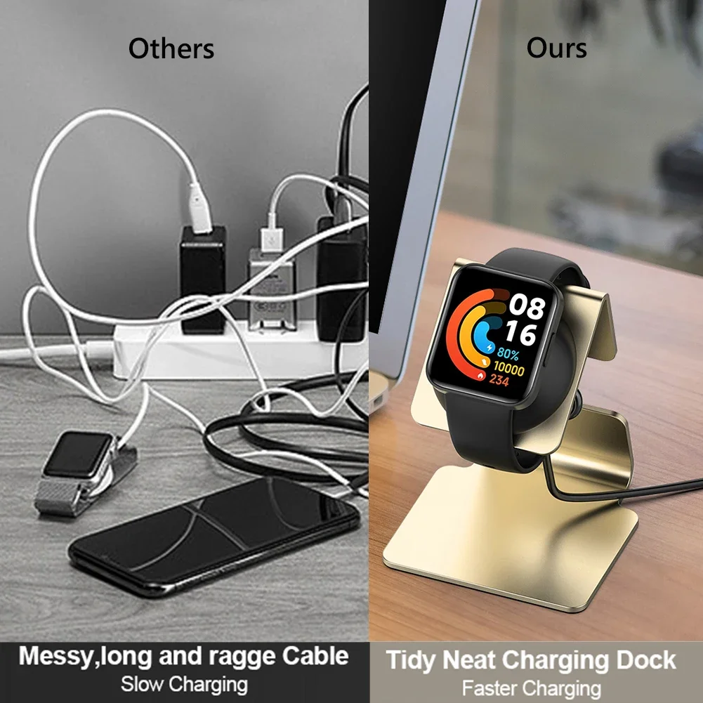 Подставка для зарядного устройства, зарядное устройство из алюминиевого сплава, совместимое с простым управлением, силиконовая катушка для карт, нескользящий коврик, безопасный для Redmi Watch 3/Watch 2
