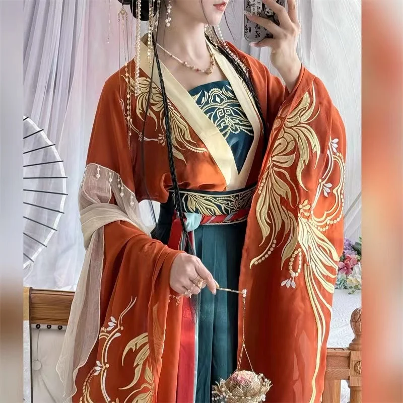 فستان رقص هانفو التقليدي القديم المطرز باللونين الأحمر والأسود فستان هانفو الصيني للنساء أزياء تنكرية للهالوين #4