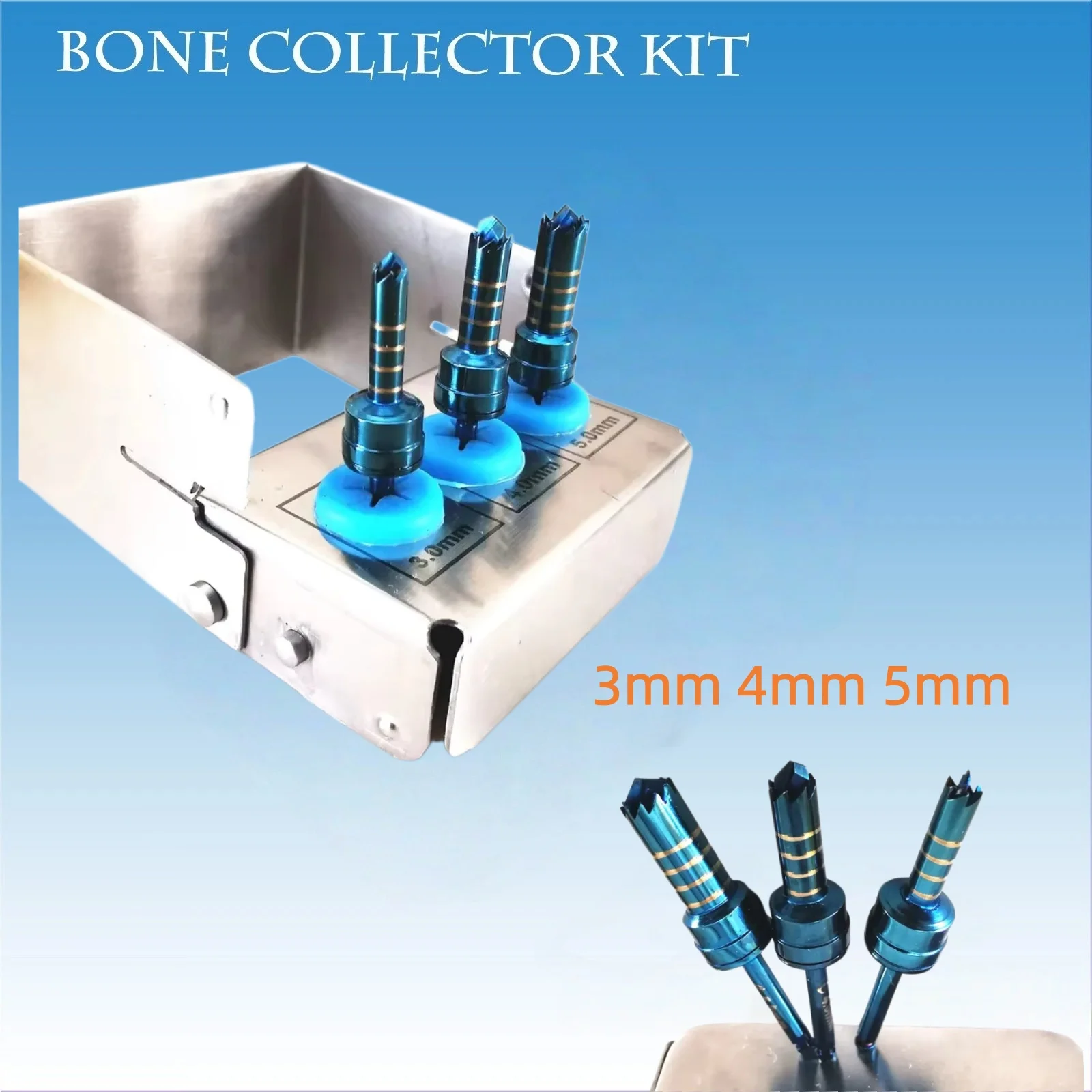 3Pcs /set Dental Implant Bone Collector Bone Chip Maker Drills & Stoppers Kit