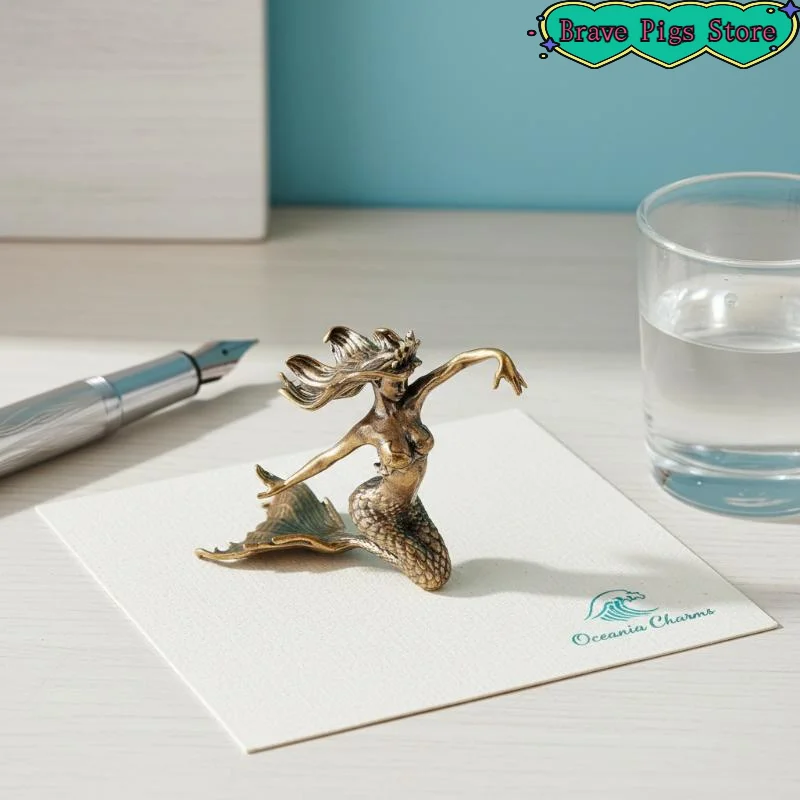 [HM]Brass Crafts Desktop Decor Mermaid Small Statue Retro Beauty Characters Miniatures Figurines Home Decor[HM]