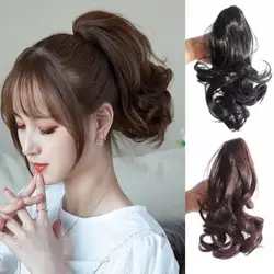 Synthetic Hair Clip Ponytail Wig 35-40cm Long Natural Curly Hair High Temperature Silk Short Hair Tie Ponytail Wig Accessory