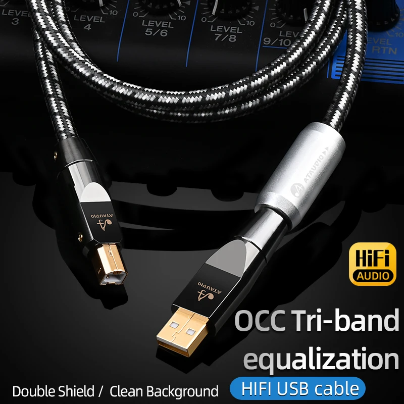 HiFi Type A to Type B USB Cable for Amplifier DAC Hi-end 7N OCC USB A-B A-C B-C C-C Jack Connector Audio Cable