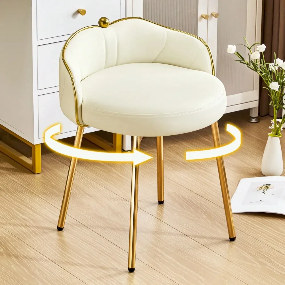 

16 Mid Century Modern Vanity Stool Accent Chair Gold Framed Makeup Chair With Petal Shaped Backrest Elegant Velvet Armless Chai