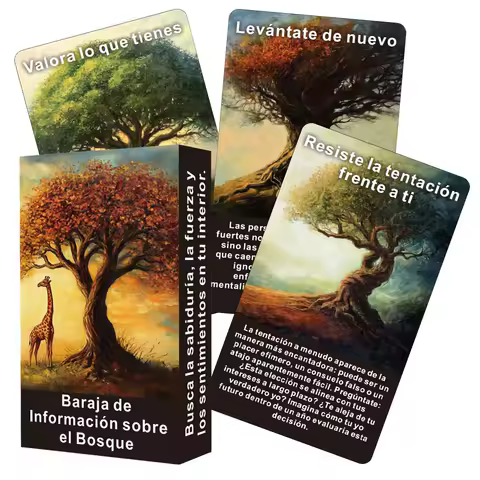 Spanish Oracle Cards, Forest Information Tarot Deck, Mystic Enchanted Forest Oracle Cards, 12x7cm, 56-Cards