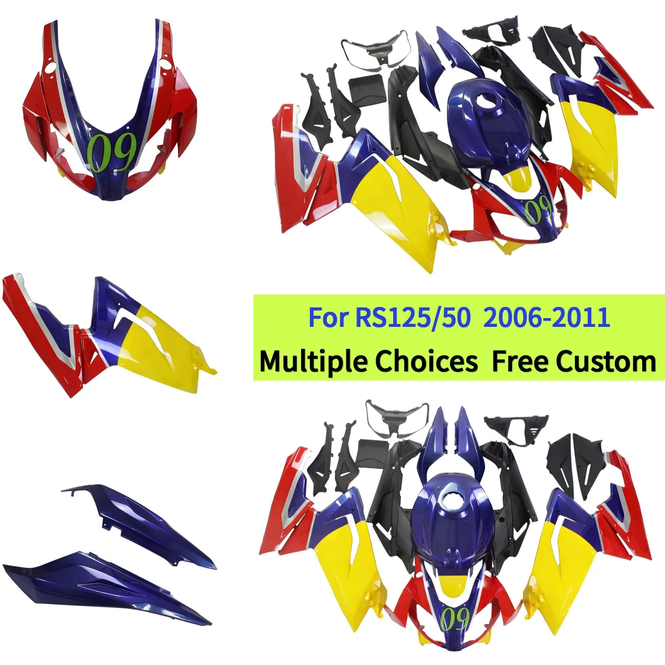 

RS 125 2006-2011 Fairing Set For Aprilia RS125 06 07 08 09 10 11 Motorcycle Full Bodywork ABS Injection Plastics