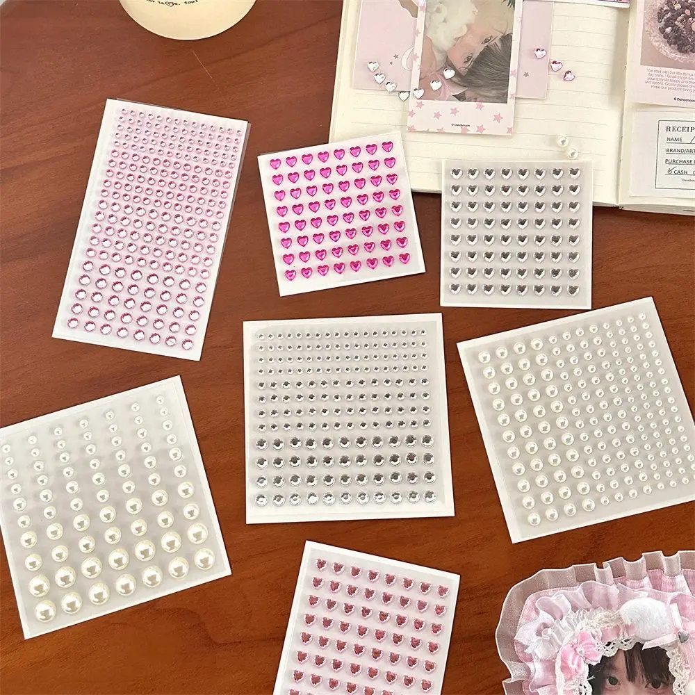 3D Rhinestone Pearl Decorative Sticker Fashion Disposable Semi Round Pearl Stickers Self Adhesive Light Luxury