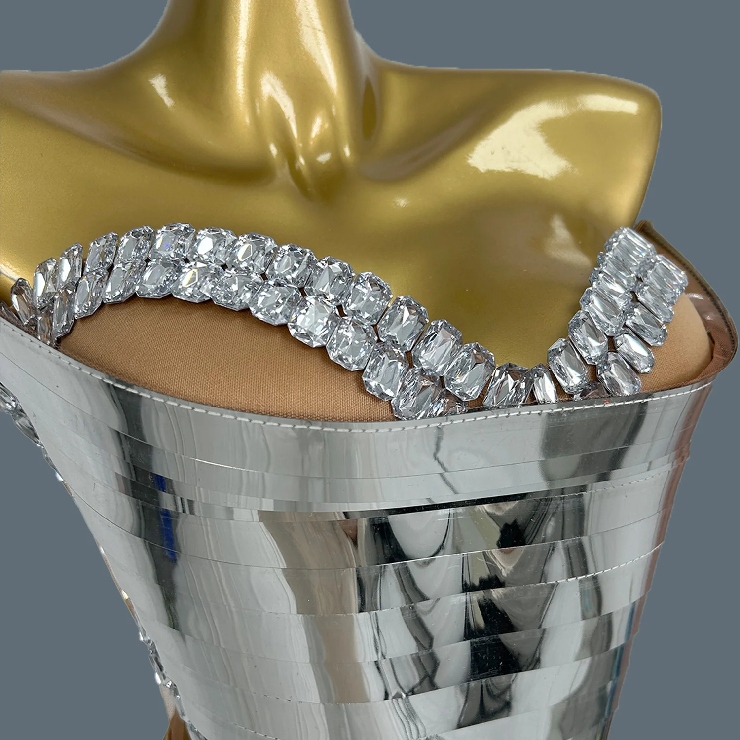 Sparkly กระจกผอมชุดยาวสําหรับเซ็กซี่ผู้หญิงชุดราตรีชุดวันเกิดคลับนักร้องเวทีชุดถ่ายภาพสวมใส่ Dianti