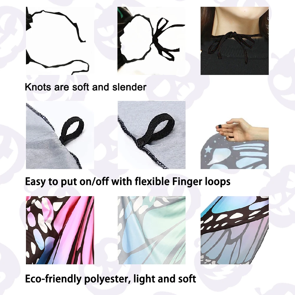 1 pz donne partito ali di farfalla scialle per adulti Festival Costume indossare vestire mantello Halloween/partito ali di farfalla costumi