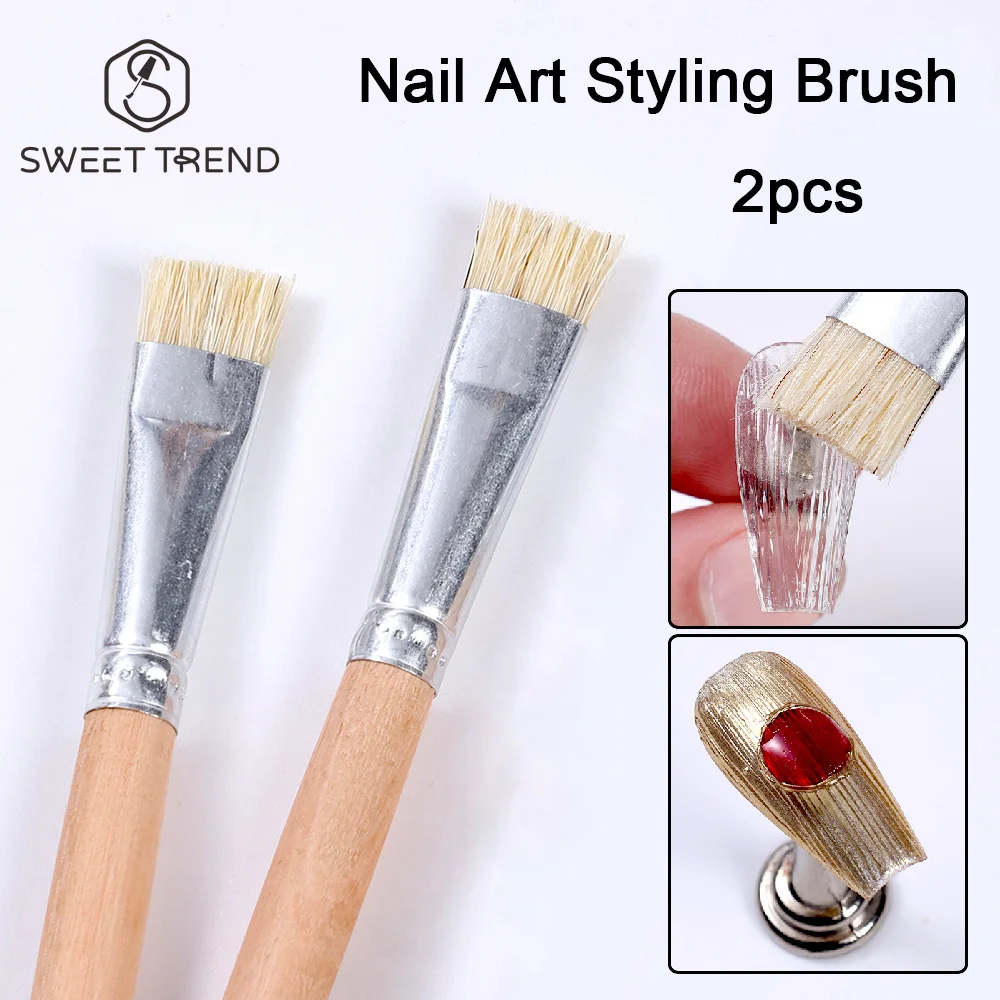 SWEET TREND-2pcs Nail Art Styling Brushes Texture Stripe Liner Brushes Hard Modeling Brush Painting Pen Manicure Tools Supplies