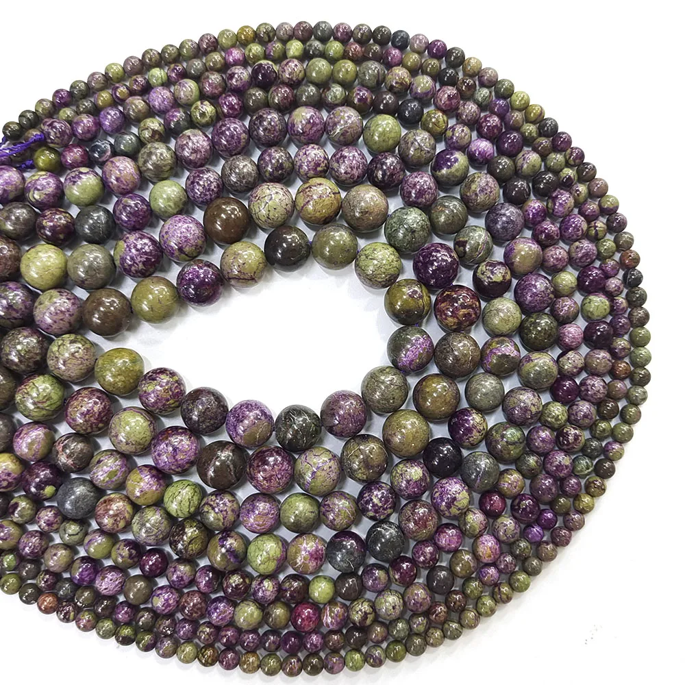 4/6/8/10mm Atlantisite Stichtite Natural Stones Reiki Healing Crystal Round Loose Spacer Gemstone for Jewelry Making Accessories