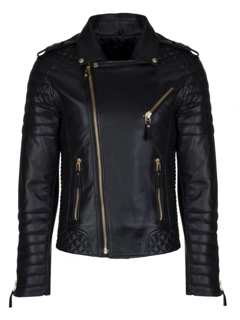 New Men Lambskin Black Leather Jacket Biker Fashion Slim Fit Biker Coat Motorcycle Outwear