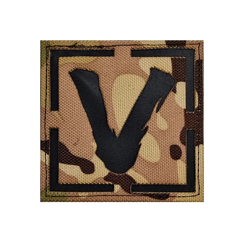 V Letter Infrared Reflective Camouflage Clothes Sticker Z Letter Victory Logo Backpack Patches Hook and Loop Bag Badge Applique