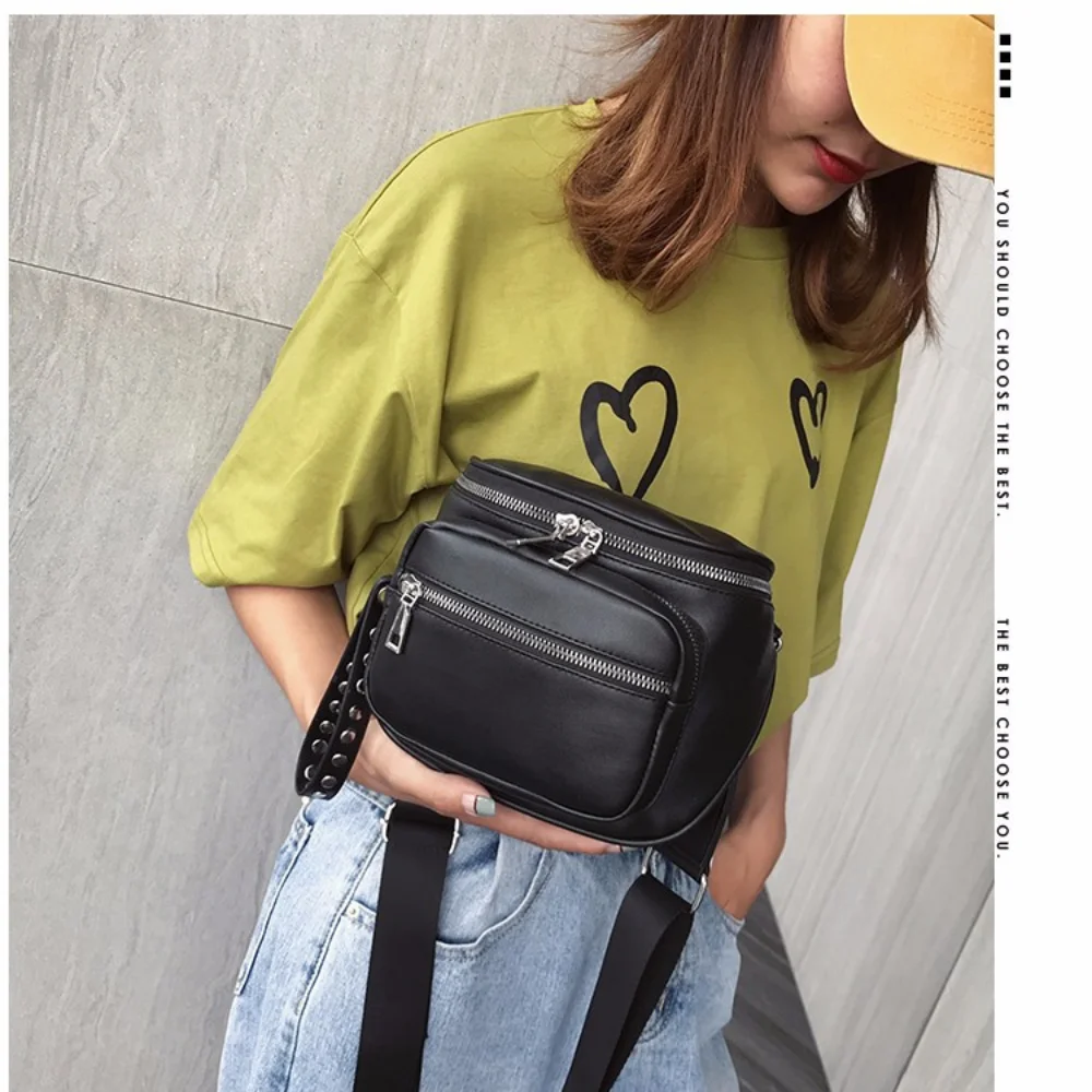 Women Shoulder Crossbody Bags PU  Chest Bag Waterproof Pocket Waist Bag Fashion Casual Chest Handbag Belly Bags