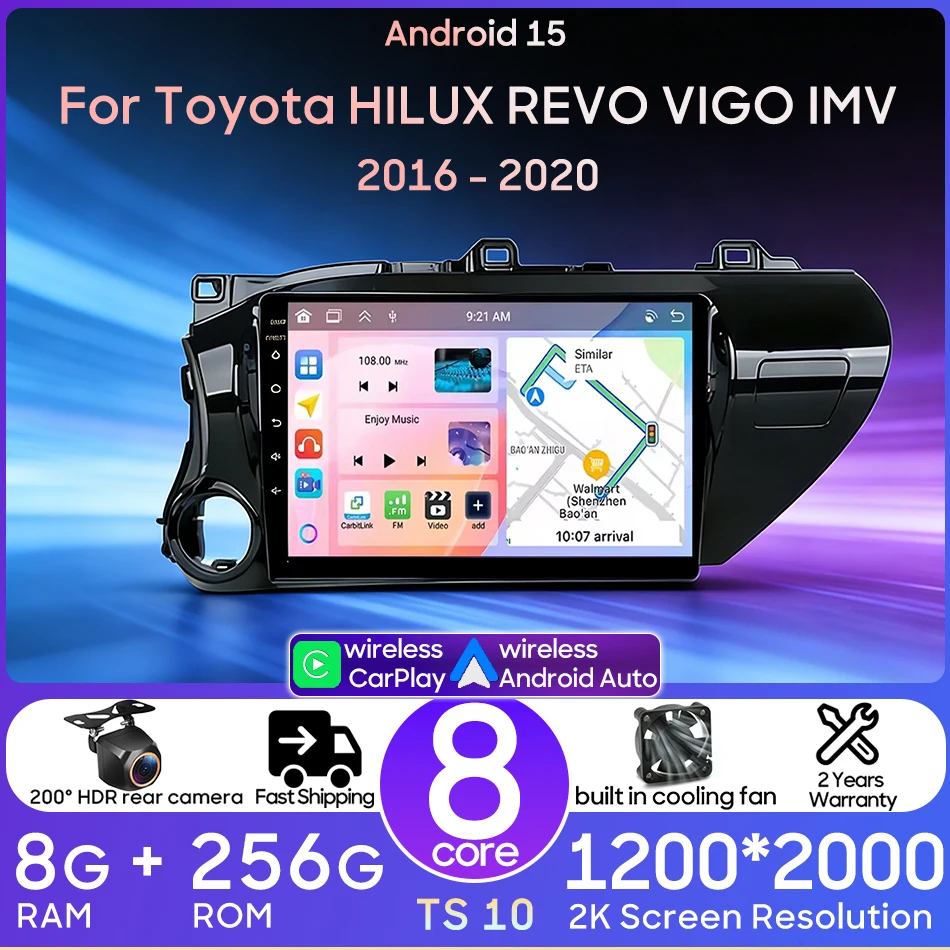 

for Toyota HILUX REVO VIGO IMV 2016 - 2020 Android Auto CarPlay Car Radio Video Multimedia Player Audio Screen GPS Navigation