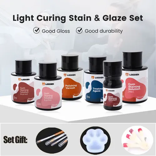 Kit de modificación de encías simuladas dentales para cerámica polimerizada/resina de impresión/acrílico PMMA, esmalte de mancha de curado con luz Dental