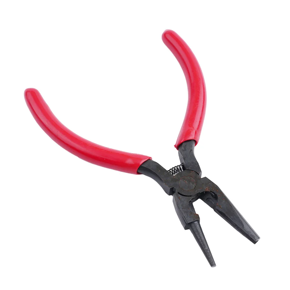 Round Concave Pliers for semi recessed and for semi round Nose Design for DIY Handmade Jewelry Winding Rolling Red Silver
