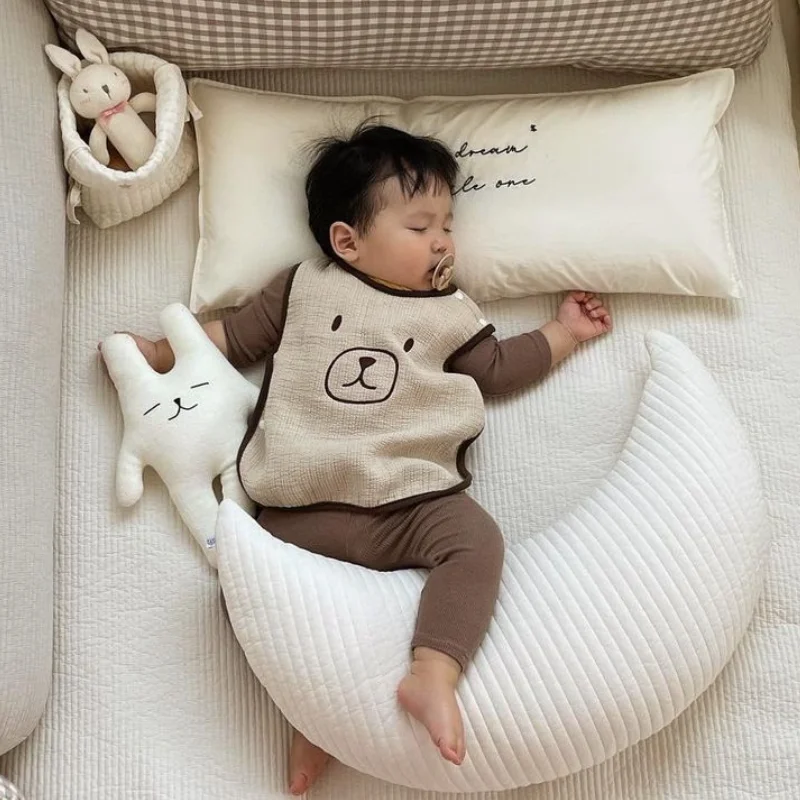 Newborn Breastfeeding Pillows Soft Cotton Crescent U-Shaped Waist Support Assisted Sleep Nursing Cushion Baby Soothing Pillows