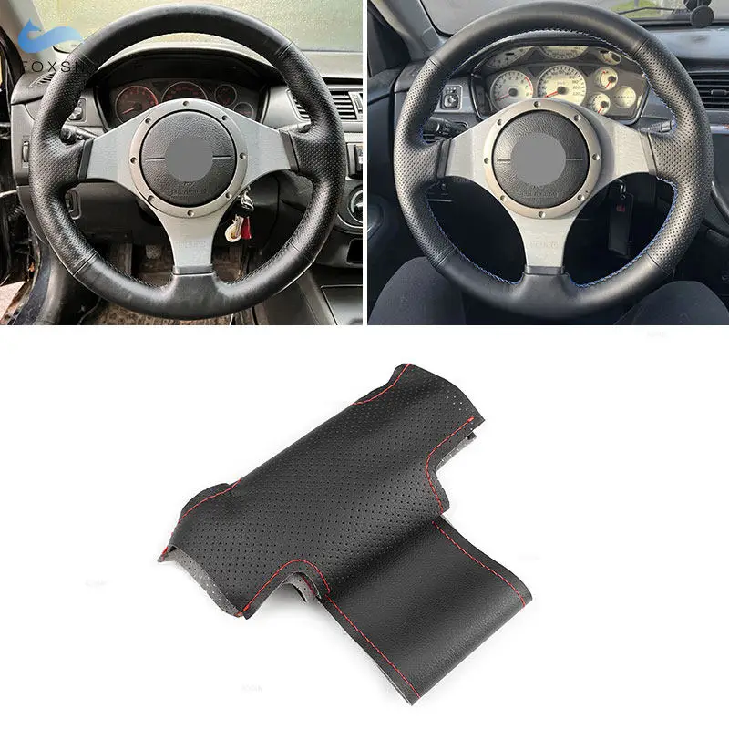 For Mitsubishi Lancer Evolution 8 VIII 2003 2004 2005 9 IX 2005 2006 2007 Hand Braid Car Steering Wheel Cover Leather Trim